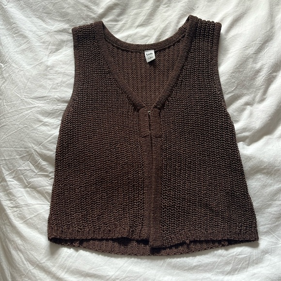 twik Tops - Twik crochet brown knit vest